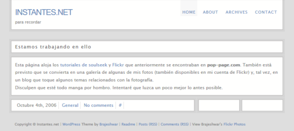 10 años de instantes: Primera entrada del blog, antes de tener el concepto que tiene ahora.
