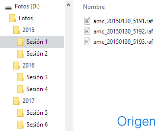 Estructura de directorios de mis imágenes en Lightroom (punto de partida)